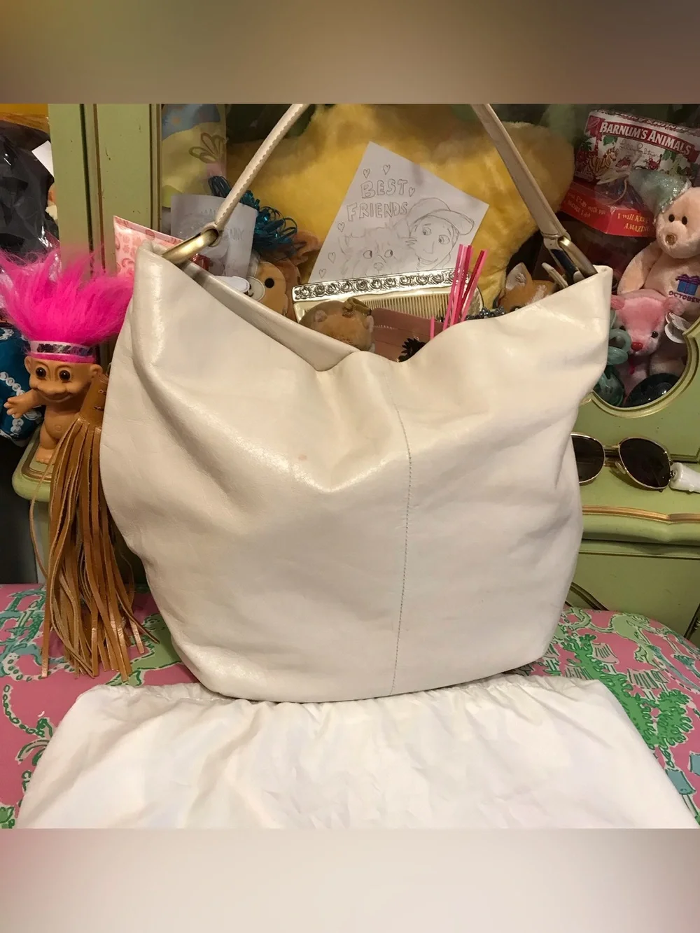Hobo Harley cream with brown tassel Hobo Bag